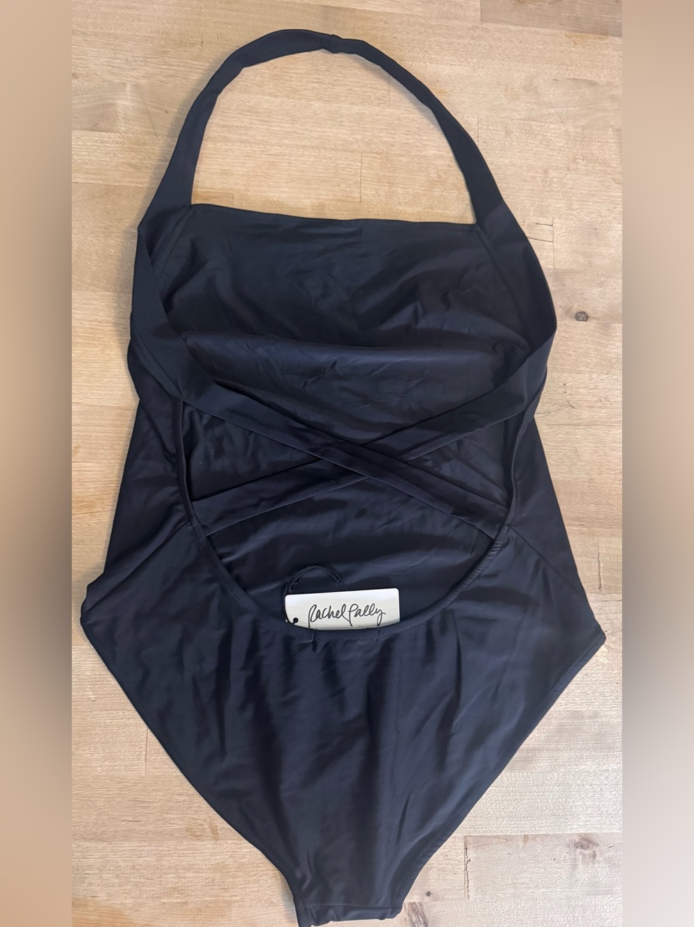 NWT Rachel Pally Black halter cross back One-Piece Swimsuit